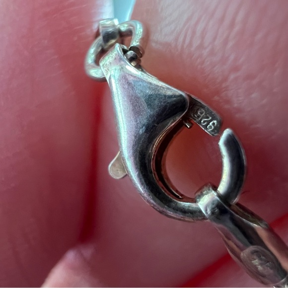 Silver plated/silver red stone pendant on a sterling silver chain - Picture 10 of 16